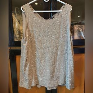 Eileen Fisher Embellished Beige Sleeveless Top XL